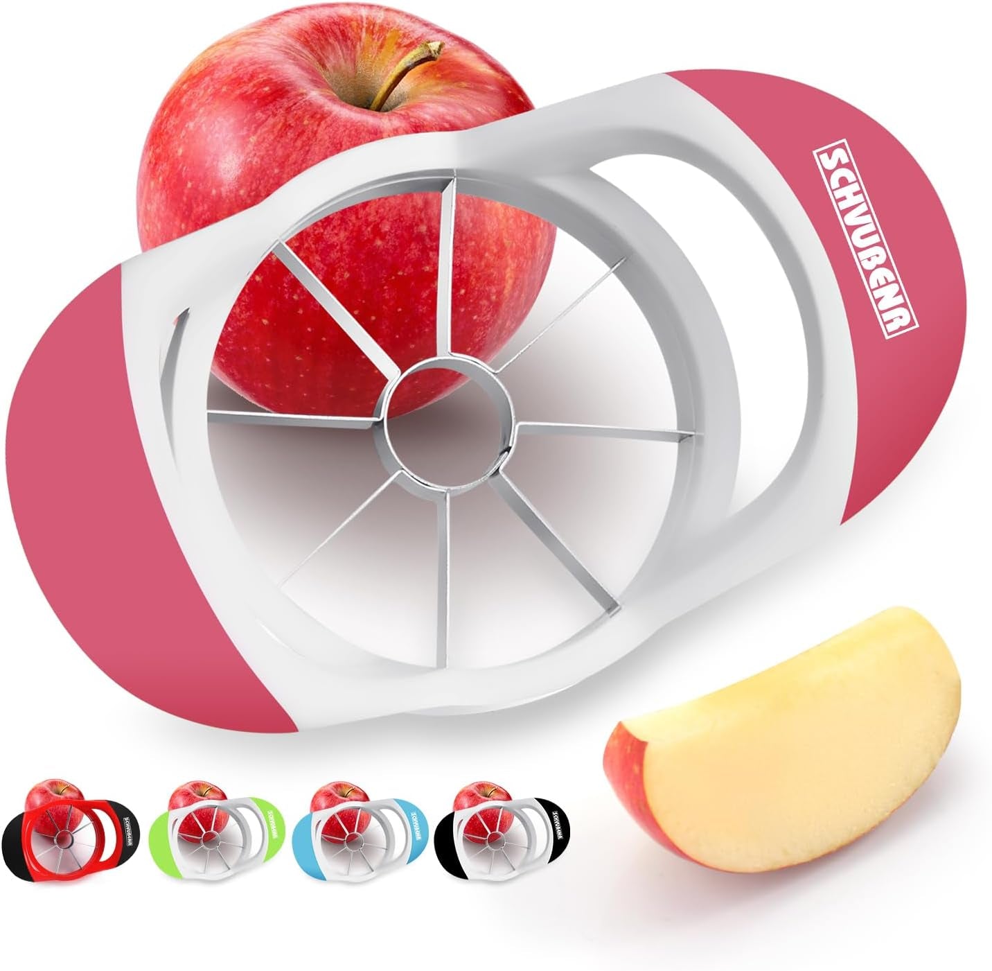 3.5 Inch Apple Slicer - Professional Apple Cutter - Stainless Steel Apple Corer - Super Sharp Apple Slicer and Corer - Apple Tool with 8 Sharp Blades(Pink)